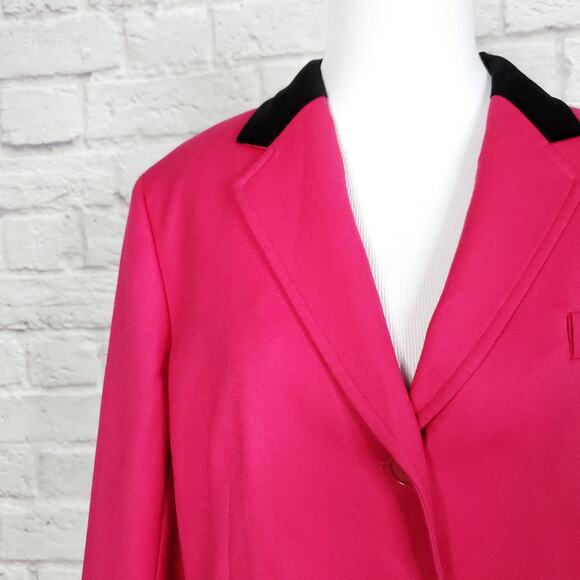 Talbots Pink Stretch Wool Blazer Jacket Black Collar Back Vent Career Size 16 - Picture 14 of 14